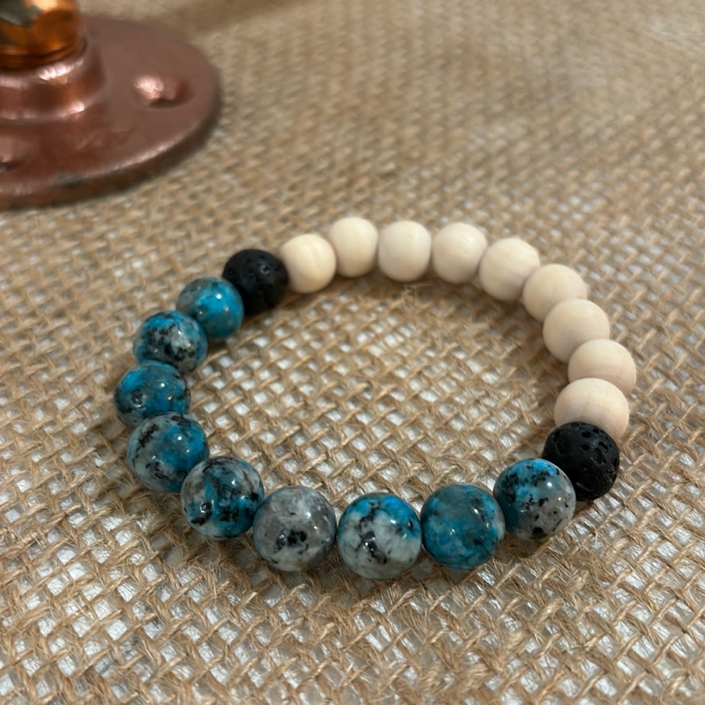 K2 Stone with Lava Stones and Wood Bracelet